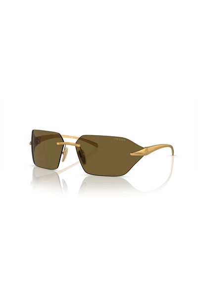 Prada Man Irregular Sunglasses- Pr A55s - Lense Size:71mm - Satin Yellow Gold