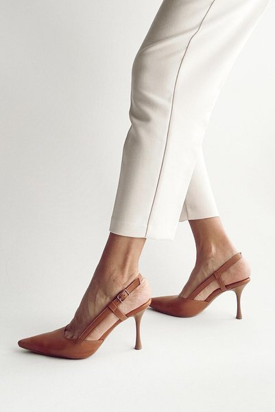 nope21shoess Camellia Tan Genuine Leather Stiletto