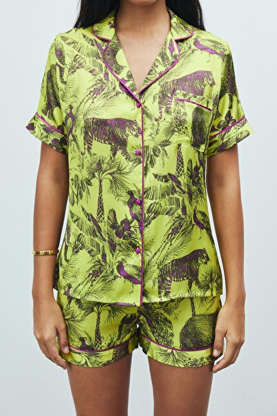 Feu De Elu Amoureux Jardin Patterned - Σετ κοντές σατέν πιτζάμες