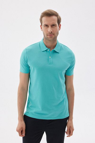 odelon Ανδρικό μπλουζάκι με λαιμόκοψη Aqua Green - Basic Regular Fit