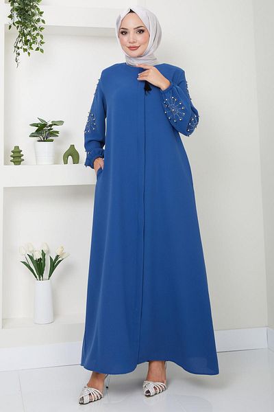 hafsamina Indigo Ferace - Stone Detailed Sleeve, HM2494