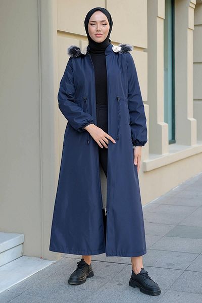 hafsamina Ολόσωμο παλτό μεγάλου μεγέθους Navy Blue HM2286