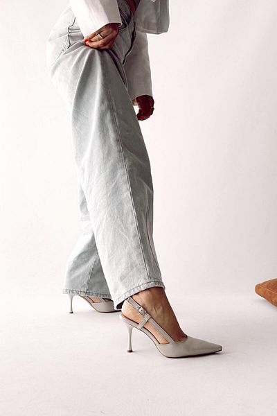 nope21shoess Camelia Beige - Stiletto din piele naturală