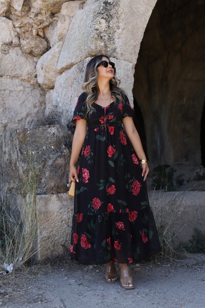 bytugcekaya نمط الورد - فستان شيفون جبر