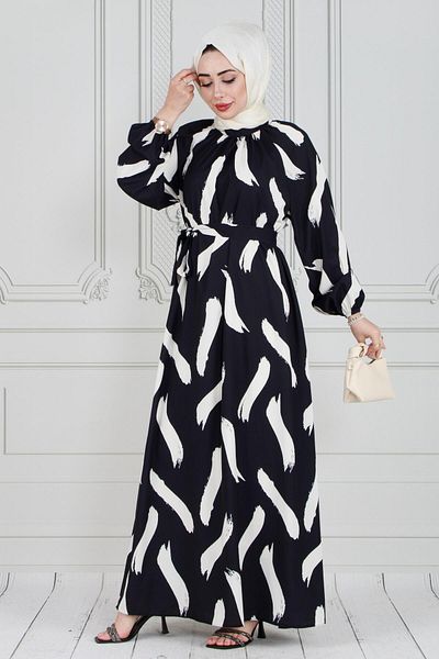 Sevitli Rochie Hijab din Satin - Model Pensie, Negru