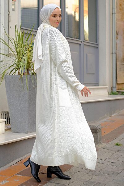 hafsamina Shawl Collar Casual Knitwear Cardigan Cream HM2248