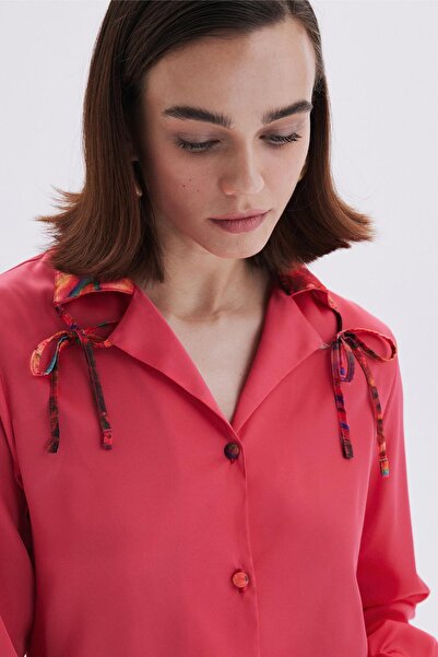 Feu De Elu Set pijama lungă din satin roz