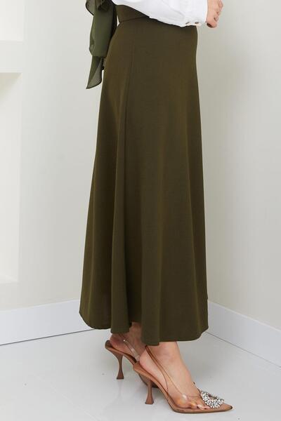 hafsamina Fustă Mevlana cu curea Kaki HM2370