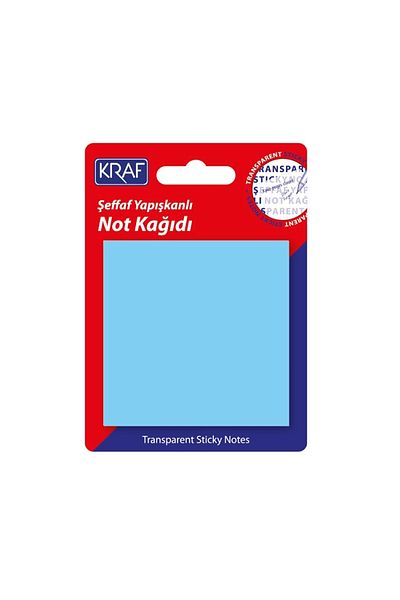 KRAF 7676tr - Transparent Blue Note Paper, 50yp.76x76mm Adhesive