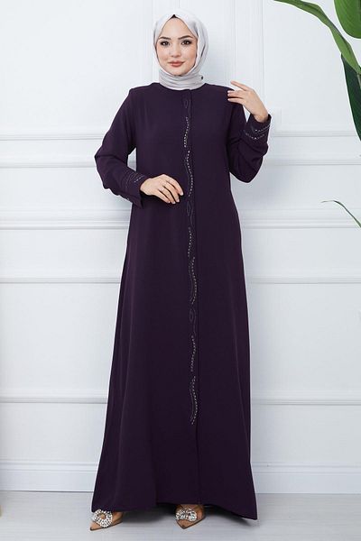 hafsamina Πέτρινο ύφασμα κηρήθρας μεγάλου μεγέθους Ferace - Plum HM2352