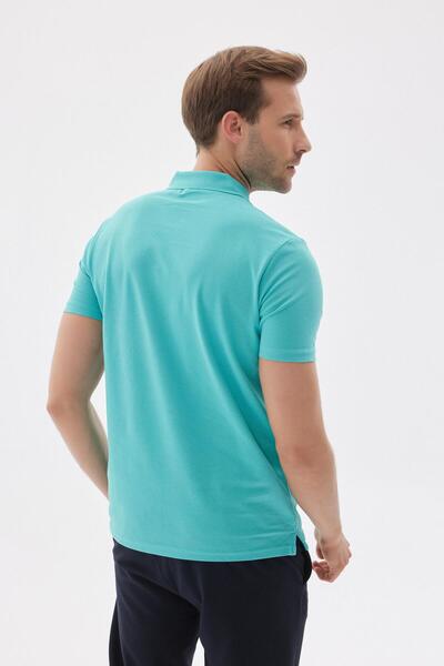 odelon Ανδρικό μπλουζάκι με λαιμόκοψη Aqua Green - Basic Regular Fit