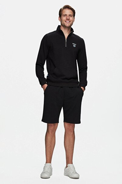UCLA Randy Black Printed Standard Fit Men's Knitted Shorts