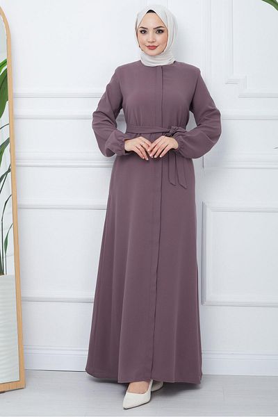 hafsamina Ferace Dried Rose Belted with Hidden Placket HM2361