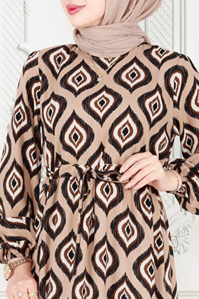 Sevitli Φόρεμα Mink Viscon - Φούστα με βολάν και μοτίβο Accent