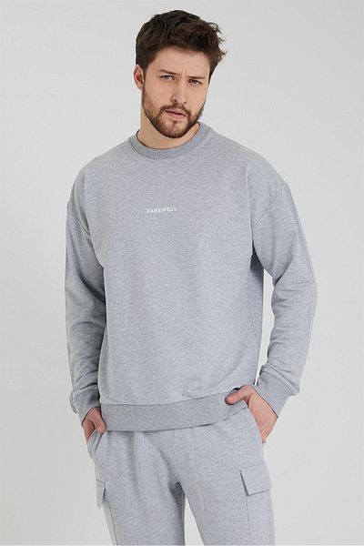 odelon Мъжки сив суитшърт с голямо деколте