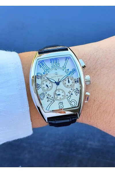 DAVID GUNER Men's Wristwatch - Waterproof Steel Case and Leather Cord