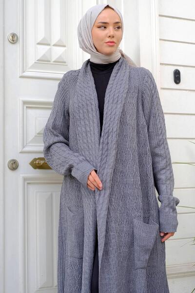 hafsamina Shawl Collar Casual Knitwear Cardigan Gray HM2248