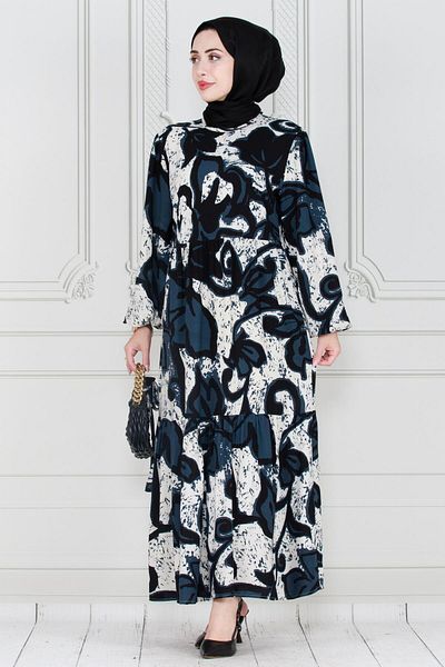Sevitli Black Lilyum Viscose Dress - Belted