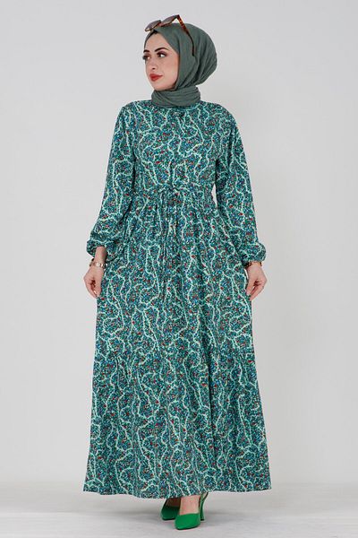 Sevitli Φόρεμα Miray Viscose με Tunnel Waist - μπλε