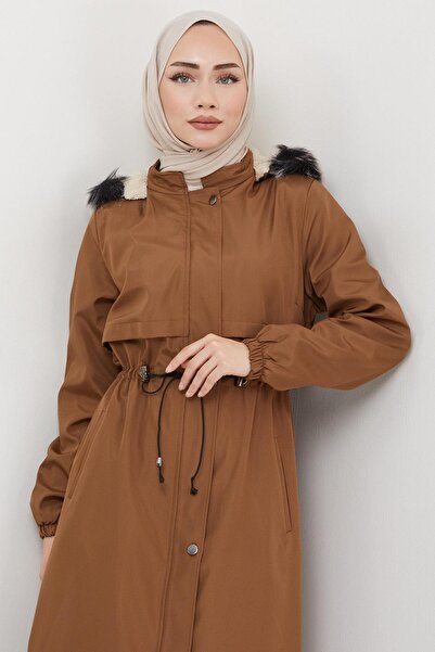 hafsamina Allergied Fur Inside Bondit Coat Brown HM2330