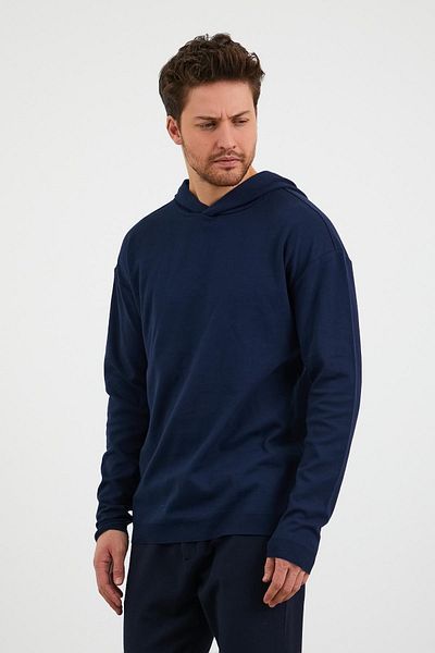 odelon Ανδρικό φούτερ με κουκούλα Navy Blue Comfort Fit