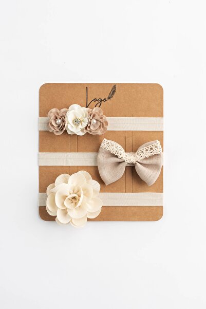 LOGO AKSESUAR طقم باندانا للأطفال مطرز بالدانتيل العضوي من 0 إلى 24 شهرًا مكو...