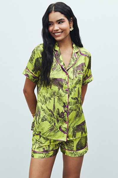 Feu De Elu Amoureux Jardin Patterned - Σετ κοντές σατέν πιτζάμες