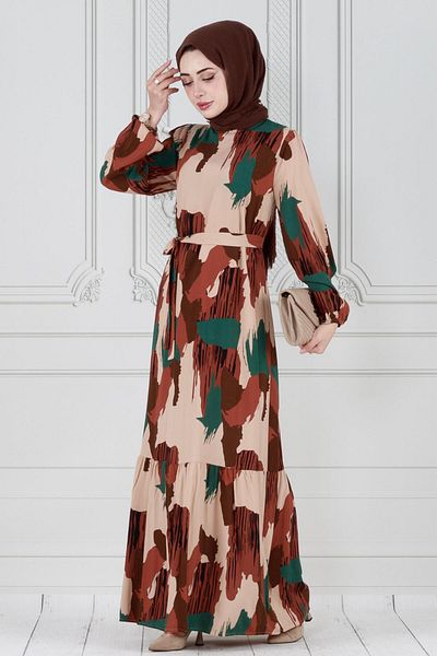 Sevitli Green Viscose Dress - Brush Blow and Belted