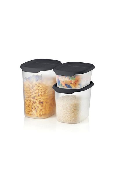 Tupperware Cosmos 3-Piece Dry Food Storage Oval Container - One Touch