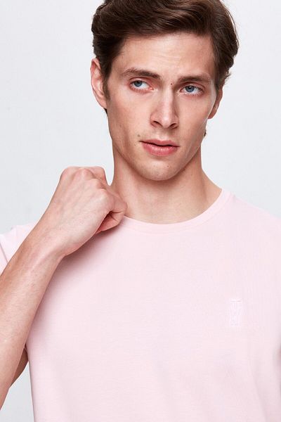 Twn Ροζ Slim Fit λογότυπο με στάμπα Strech βαμβακερό μπλουζάκι