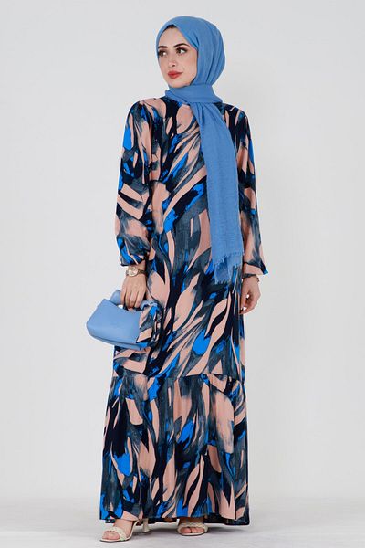 Sevitli Mimosa Waist Belted Viscose Dress-blue