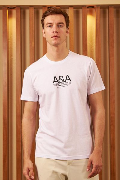odelon Tricou alb pentru bărbați - Comfort Fit, imprimat, Mars14