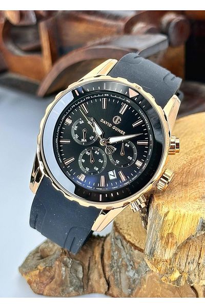 DAVID GUNER Functions Active Silicone Cord Men's Wrist Watch