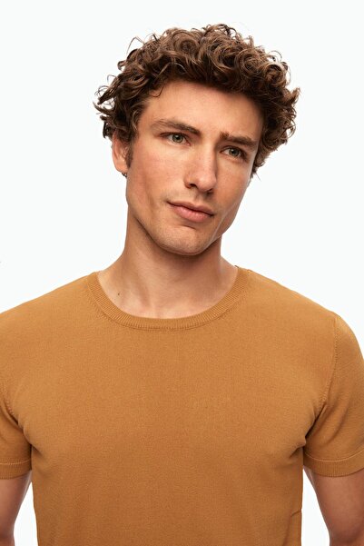 Twn Πλεκτό μπλουζάκι Camel Slim Fit Rayon