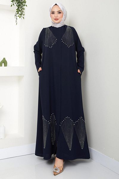 hafsamina Κρυστάλλινη Πέτρα Κεντημένη Ferace Navy Blue HM2423