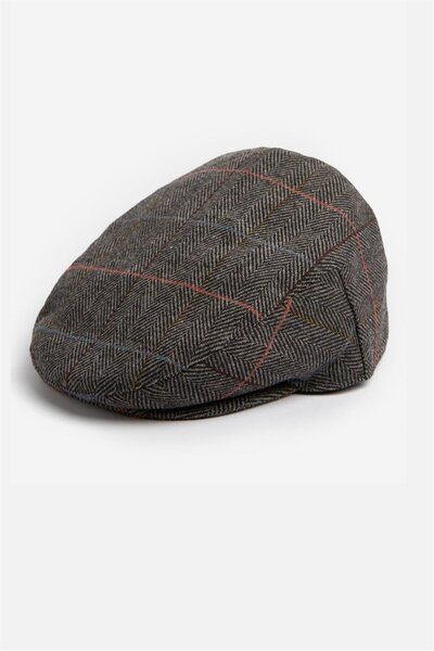 Barbour Wilkin Flat Şapka Ch91 Charcoal Herringbone