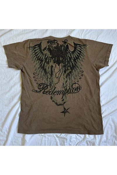 Köstebek Ρετρό ανοιχτό καφέ Redemption Cross Unisex Cyber Grunge T-shirt