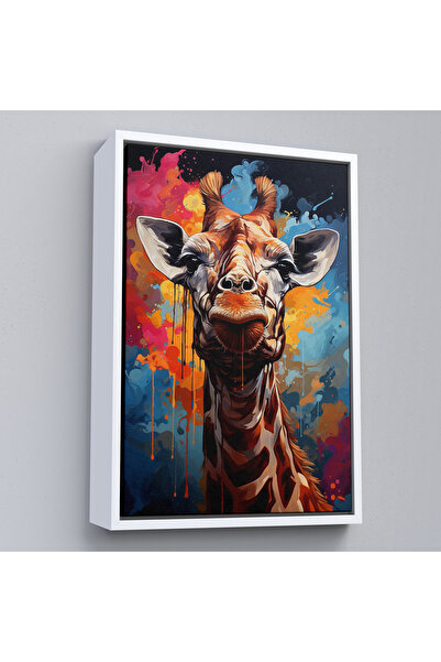 Oxyteez Tablou drăguț cu girafă cu cadru din lemn-7880