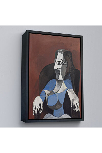 Home Pablo Picasso with Wooden Frame - Abstract Woman Sitting on a Sofa Painting-7296