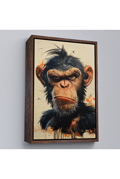 Oxyteez Pictură cu maimuță iritată cu cadru din lemn-7897
