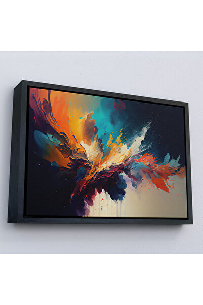 Home Abstract Colorful Ink Painting with Wooden Frame-7207