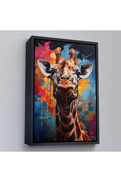 Oxyteez Tablou drăguț cu girafă cu cadru din lemn-7880