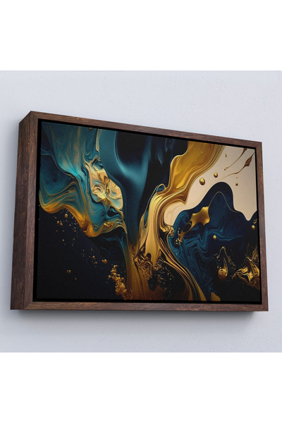 Oxyteez Rama din lemn de vopsea aurie si albastra Flux Table-7234