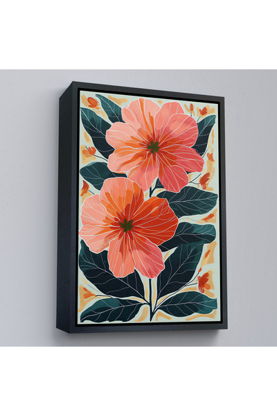 Oxyteez Pictură cu flori de bujor cu rame din lemn-7632