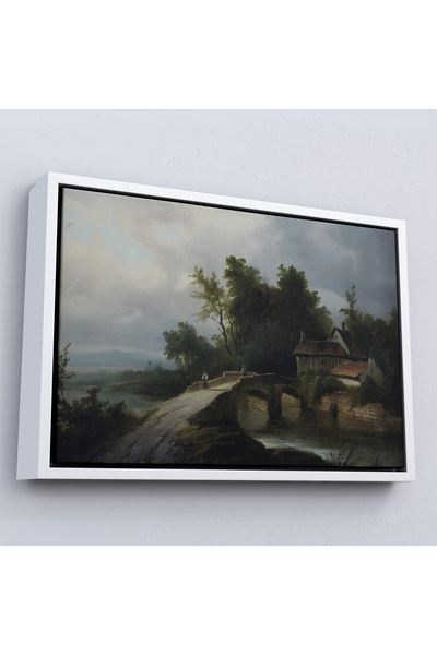 Oxyteez Ξύλινο πλαίσιο 19ο Γαλλικό χωριό σχολείο τοπίο ζωγραφικής στις αρχές ...