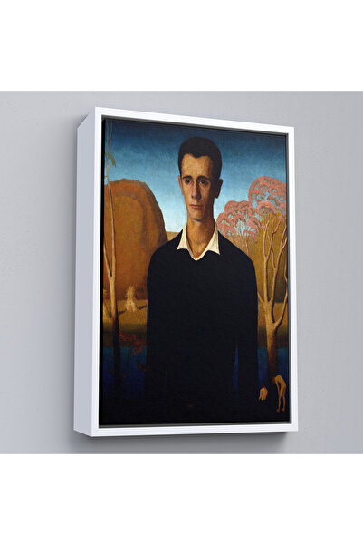 Oxyteez Pictură Grant Wood într-un cadru din lemn - Arnold Pyle în fața râulu...