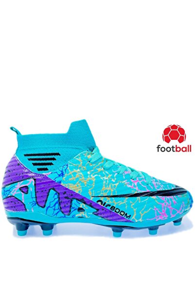 Kidx Laliga Airboom Pro Futbol Ayakkabısı Çocuk Ve Genç Çoraplı Krampon Turkuaz