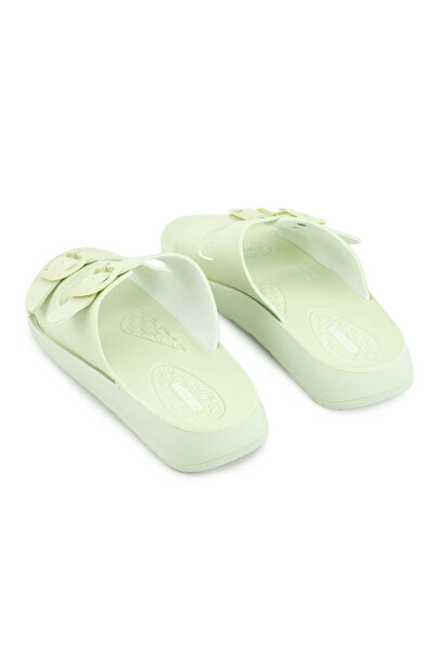 GEZER Summer Women's Comfortable Sole Faux Leather Double Buckle Adjustable Daily Slippers