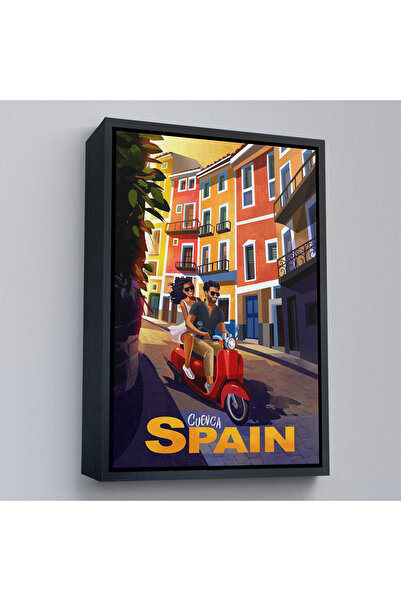 Home Painting Motor Lovers in Spain Cvenca Streets with Wooden Frame-7726