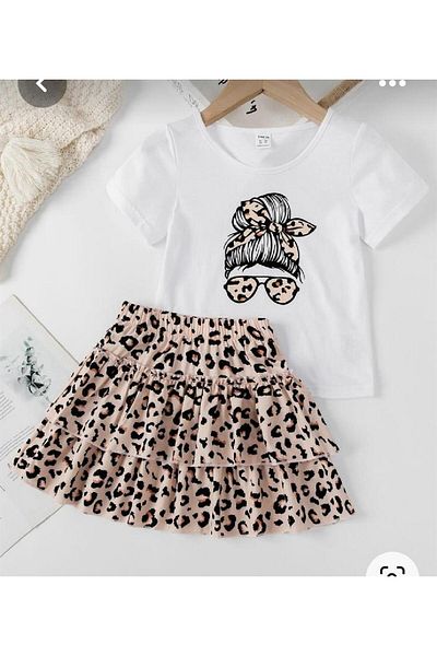 KOKOŞ BEBEK Leopard Patterned Kokoş Skirt Set for Girl